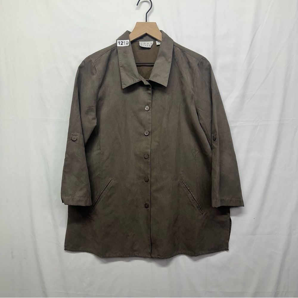 Joan Rivers Women’s Button Front Jacket Brown Taupe Size M